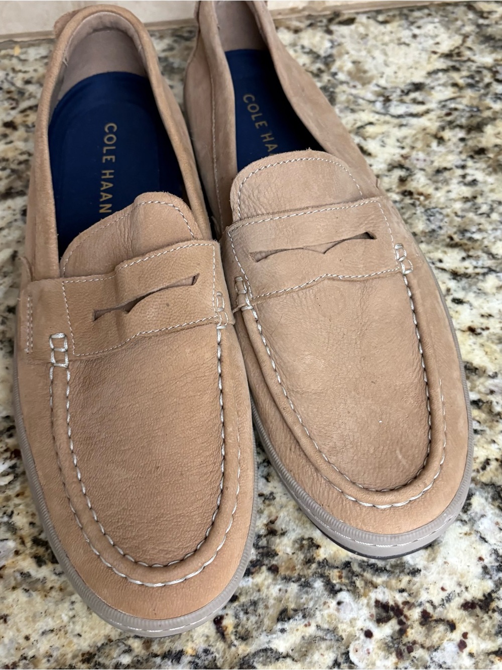 Cole Haan Men’s Beige/Tan Leather Penny Loafers